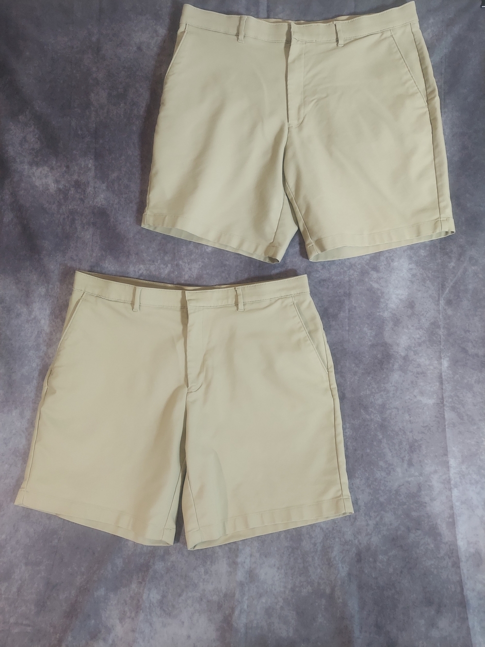 Lot of 2 Alfani Men's Khaki Chino Shorts Size 38 Tan Golf Stretch Comfort